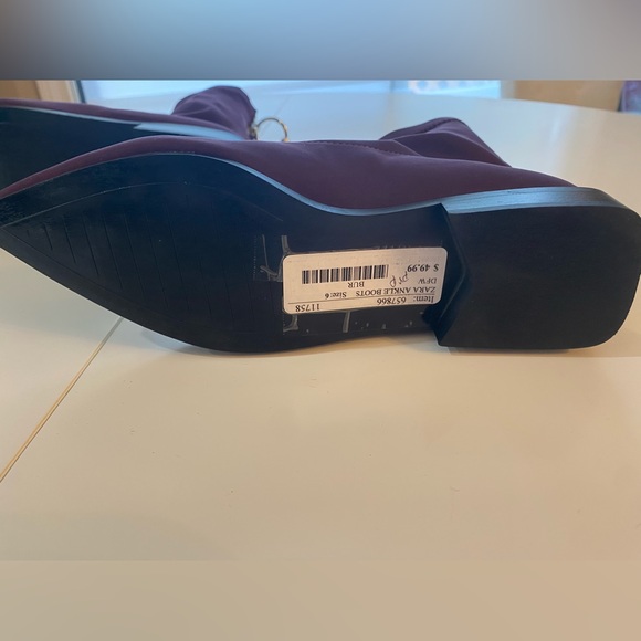 Women’s ZARA Pointed Toe Zipper Booties -Maroon/plum -Size EU 36 us 6 NWOB - Picture 3 of 11